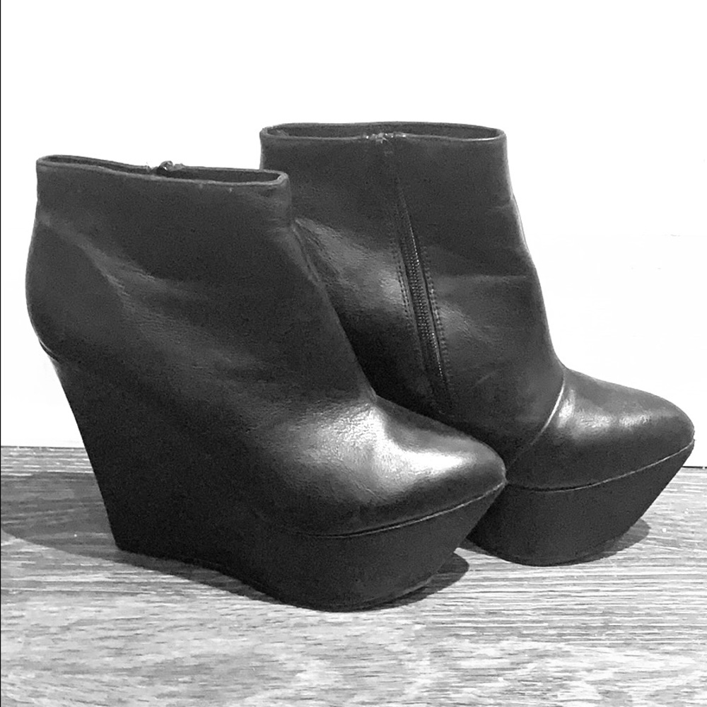 TOPSHOP Black Attik Platform Wedge Boots